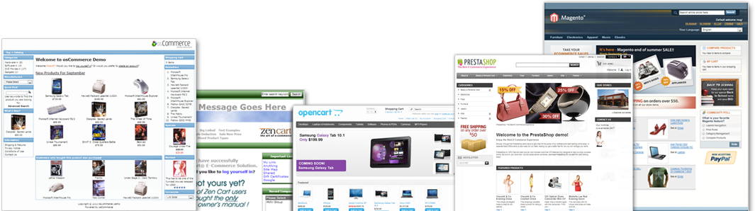 e-Commerce shopping cart screen grabs