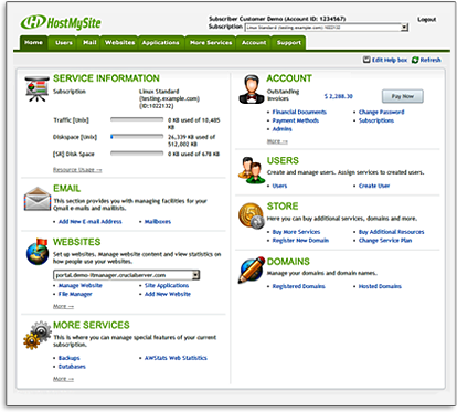 HostMySite's Enhanced Control Panel