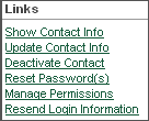 Under <strong>Links</strong>, click Reset Password(s).