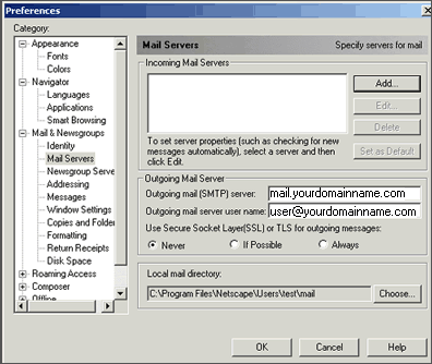 Hostmysite Com How Do I Configure Netscape Communicator For My E Mail Accounts