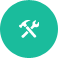 Hammer and wrench icon for Web Hosting Support