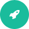 rocket icon representing reliable web server performance