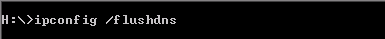 Shows command "ipconfig/flushdns"