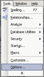 From the Tools menu, select Options.