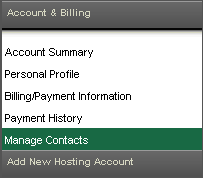 Click on Account & Billing and select Manage Contacts.