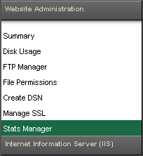 Click on Website Administration and select Stats Manager.