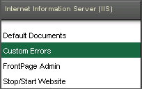 Click Internet Information Server and select Customer Errors.
